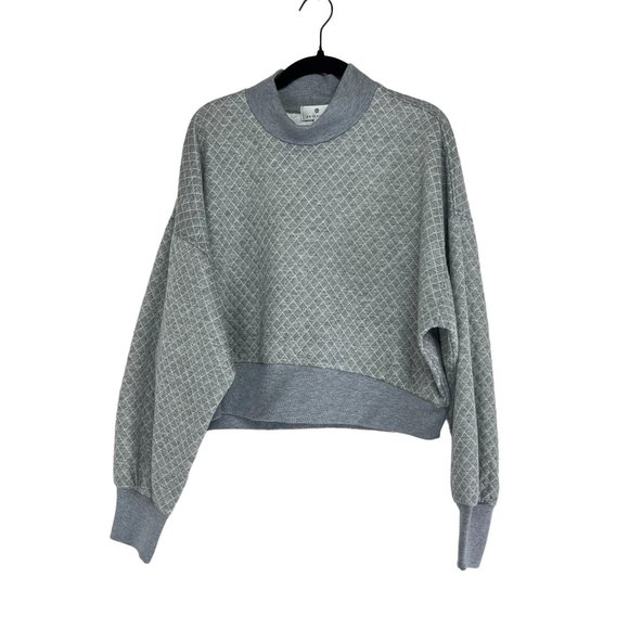 NWT Socialite Grey Mock Neck Textured Sweatshirt Size M - Picture 3 of 8